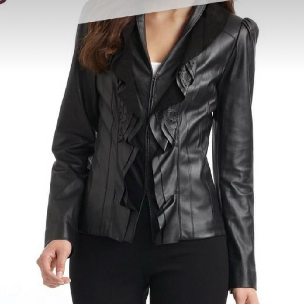 Elie Tahari 100% Leather Moto Jacket - Buttery Soft - Small